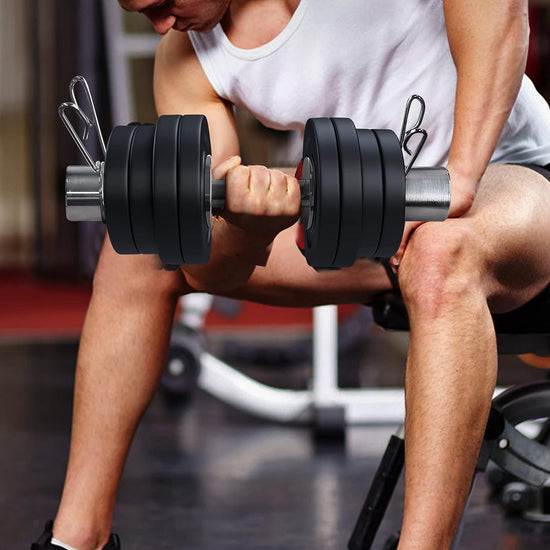16' Adjustable Olympic Dumbbell Handles(Weight CAPACITY: 150LBS), Pair of Loadable Dumbbell Bars for 2' Olympic Weight Plates, with 4 Spring Collars for Home Gym Workout Strength Training Fitness