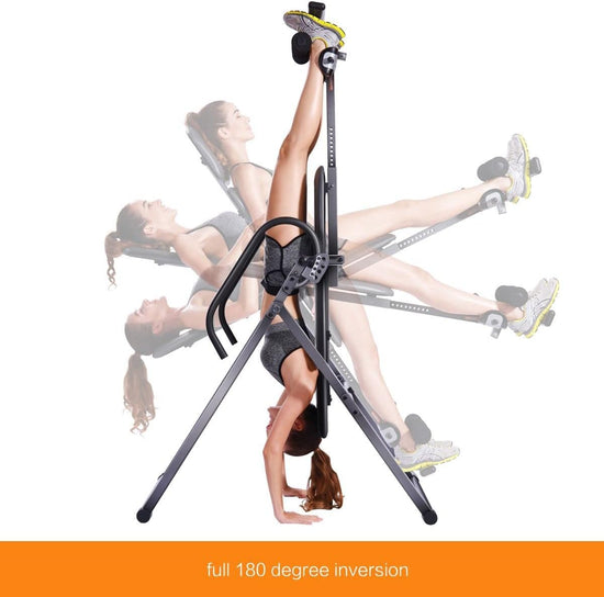 Gravity Inversion Table Heavy Duty Back Stretcher Back Pain Inverter W/Pvc Belt Home Gym Machine Fitness Height Adjustable