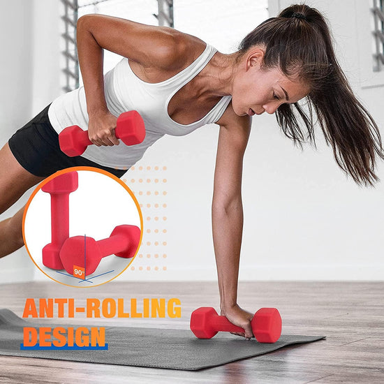 Neoprene Dumbbells Pair (0.5Kg to 10Kg) - Home Gym Workout Equipment Crossfit, Bodybuilding, Weightlifting, Fitness and Sports Training - Sold in Pairs of Neoprene Hex Dumbbells Weights