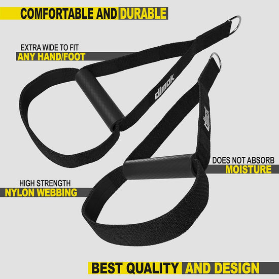 Heavy Duty Fitness Professional Exercise Handles W Foot Cradle for Cable Machines Resistance Trainer Super Strong Bands Hand Grips Attachment