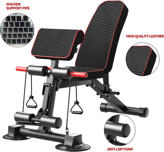 Adjustable Weight Bench - Utility Weight Benches for Full Body Workout, Foldable Flat/Incline/Decline Exercise Multi-Purpose Bench for Home Gym