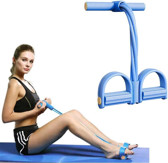 Versatile Fitness Resistance Bands with Foot Pedals - Multi-Functional Exercise Tension Ropes for Home Workouts, Durable NBR Foam & Natural Latex Material