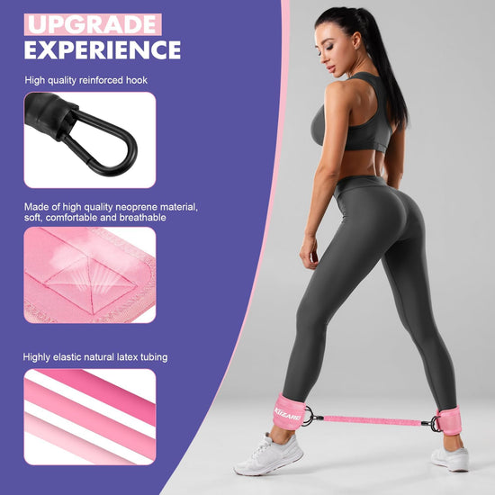Resistance Bands Set with Ankle Straps, Glutes Workout Equipment, Ankle Bands for Working Out, Butt Exercise Equipment for Women Legs and Glutes - Perfect for Home Workouts and Fitness Training