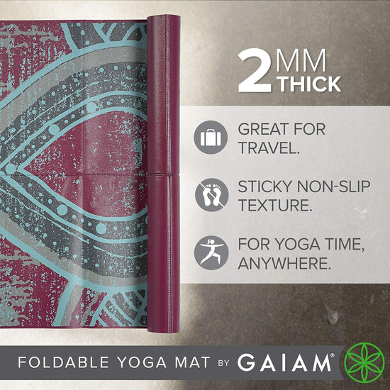 Yoga Mat - Folding Travel Fitness & Exercise Mat - Foldable Yoga Mat for All Types of Yoga, Pilates & Floor Workouts (68"L X 24"W X 2Mm Thick)