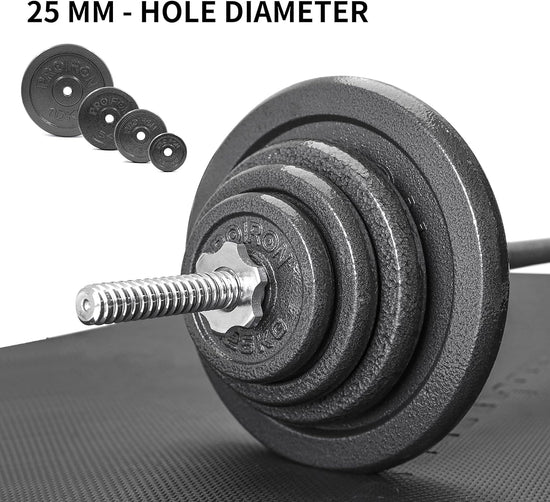 Cast Iron Weight Plates Set 1.25Kg,2.5Kg,5Kg,10Kg (Choice of Sizes) for 1" Dumbbell Handle Bar