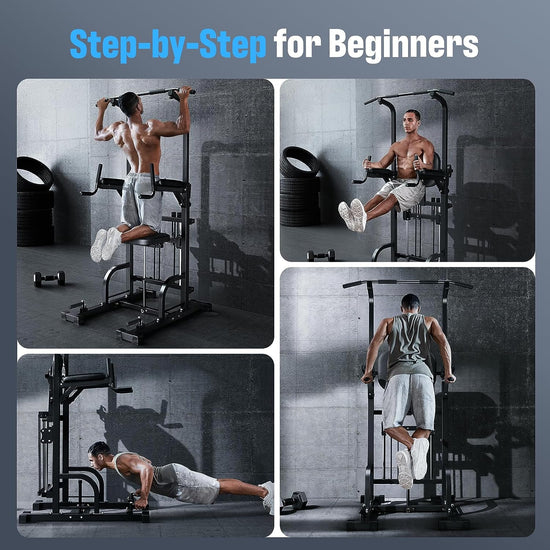 Power Tower Pull up Dip Station Multi-Function Home Gym Strength Training Fitness Equipment 440LBS