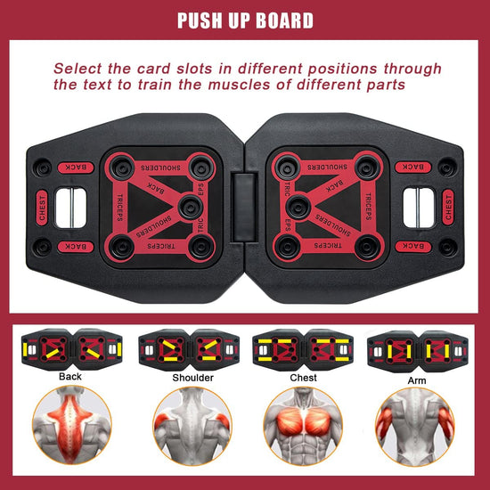 Home Gym Exercise Equipment - Portable Workout System 19 Fitness Accessories 9 In1 Push up Board Set, Resistance Bands with Pilates Bar Strength Training Abs Shoulders Back Butt