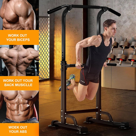 Multi-Function Power Tower Adjustable Height Pull up and Dip Station Strength Training Fitness Workout Station