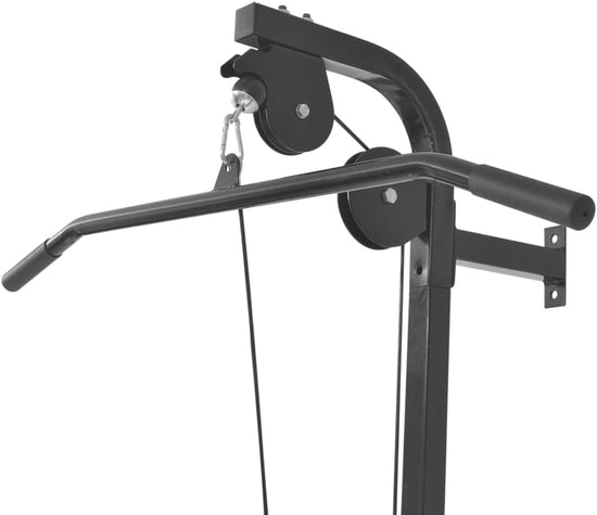 Wall-Mounted Home Gym - Dual Pulley Training System with Lat Pull-Down and Low Pull-Up Bars - Steel Construction Supports up to 120 Kg.