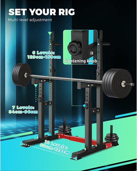 Squat Rack Adjustable Weight Bench Press Barbell Bar Stand Lifting Dipping Station Strength Training Equipment,Home Gym Systems for Exercise and Fitness,Black