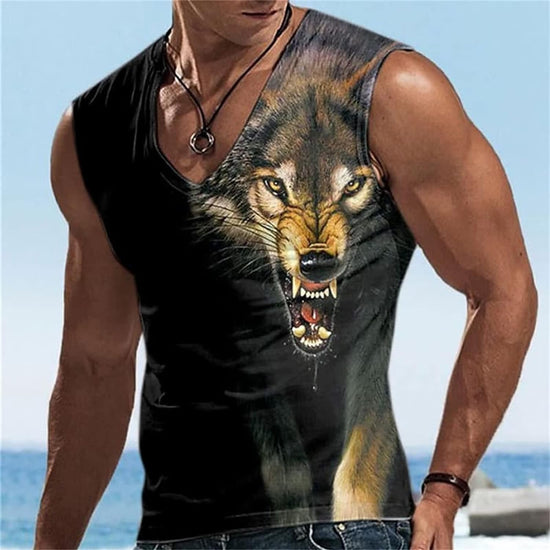 Mens Tank Tops Gym Workout Sleeveless Muscle Tee V-Neck Summer Beach T-Shirts Novelty Graphic Vest Sports Underwear