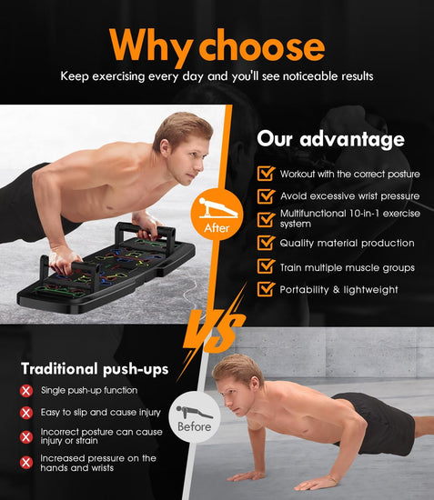 Push up Board,Home Gym,Portable Exercise Equipment,Pilates Bar & 20 Fitness Accessories with Resistance Bands & Ab Roller Wheel,Full Body Workout at Home