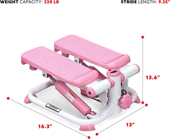 Exercise Stepping Machine, Portable Mini Stair Stepper for Home, Desk or Office Workouts in Pink