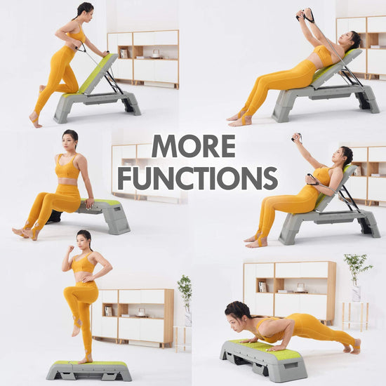 Multifunctional Aerobic Deck with Cord Workout Platform Adjustable Dumbbell Bench Weight Bench Professional Fitness Equipment for Home Gym