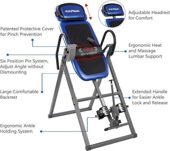 ITM4800 Advanced Heat and Massage Inversion Table,Black/Blue/Gray