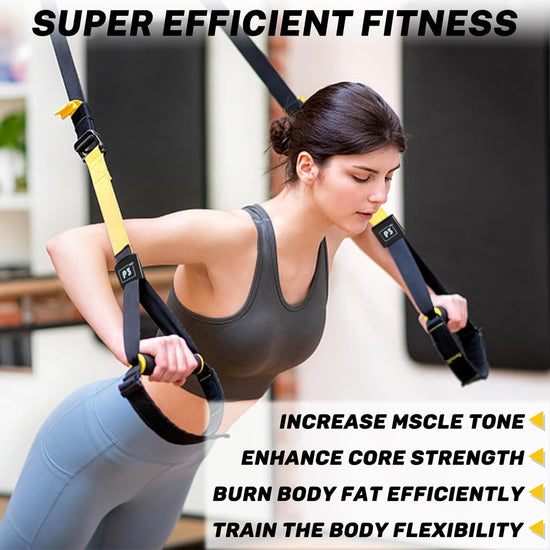 Suspension Training Kit,Resistance Trainer for Full Body for All Levels,Indoor & Outdoor Use Adjustable Training Straps,Supports up to 500Kg, All-In-One Home Gym Equipment
