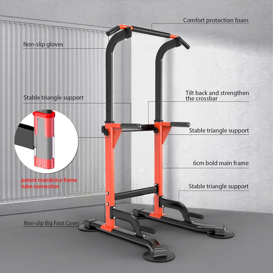 Pull up Dip Station for Home Gym Strength Training Fitness Workout Station Chin-Ups Push-Ups Pull-Ups Dip-Ups 330LBS T055CDC