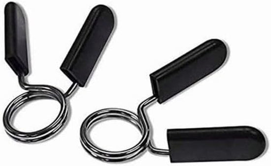 Spring Collar Clips for Olympic Bars Dumbells Barbells Gym Equipment Clamp, Soft Plastic Handles, High Grade Steel, Weightlifting, Gym, Fitness