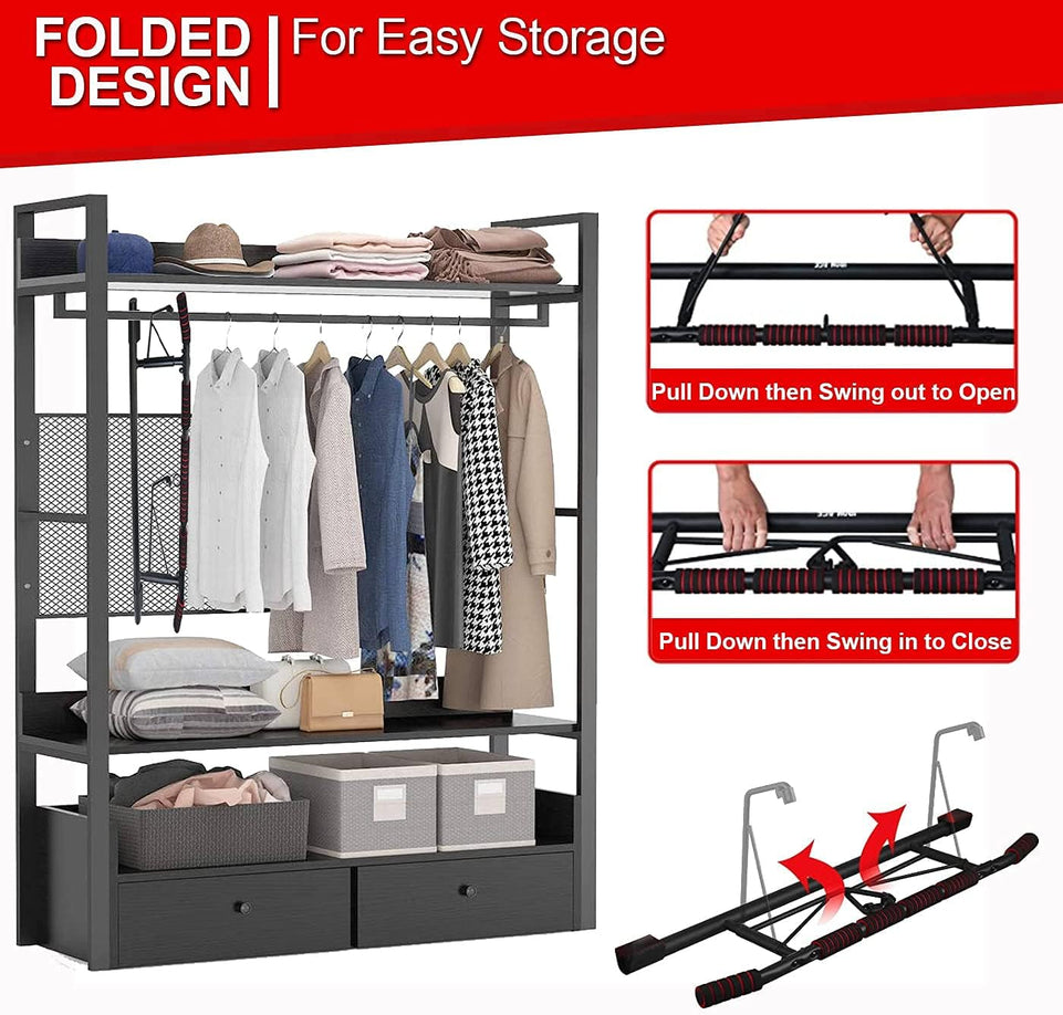 [2023 Upgrade] Multi-Grip Pull up Bar for Doorway, Portable Pullup Chin up Bar Home, No Screws, Multifunctional Dip Bar Fitness, Door Exercise Equipment Body Gym System Trainer