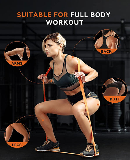 Pull up Assistance Bands - Set of 5 Resistance Heavy Duty Workout Exercise Stretch Fitness Bands Assist Set for Body, Instruction Guide and Carry Bag Included