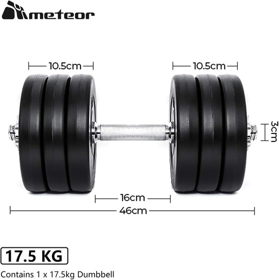 METEOR ESSENTIAL DUMBBELL SET Weight Dumbbells Plates Home Gym Fitness Exercise