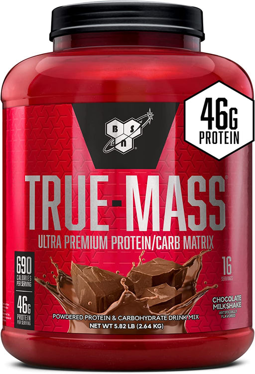 TRUE-MASS Weight Gainer, Muscle Mass Gainer Protein Powder, Chocolate Milkshake, 5.82 Pound