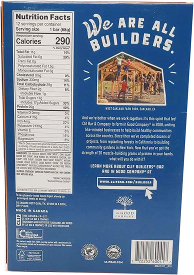 CLIF Builders Bar Chocolate Peanut Butter 12X68G