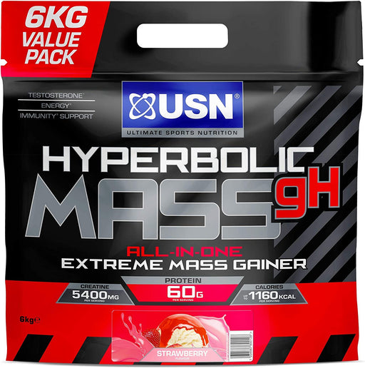 Hyperbolic Mass Strawberry 6 Kg: All-In-One Mass Gainer Protein Powder, for Fast and Effective Weight Gain